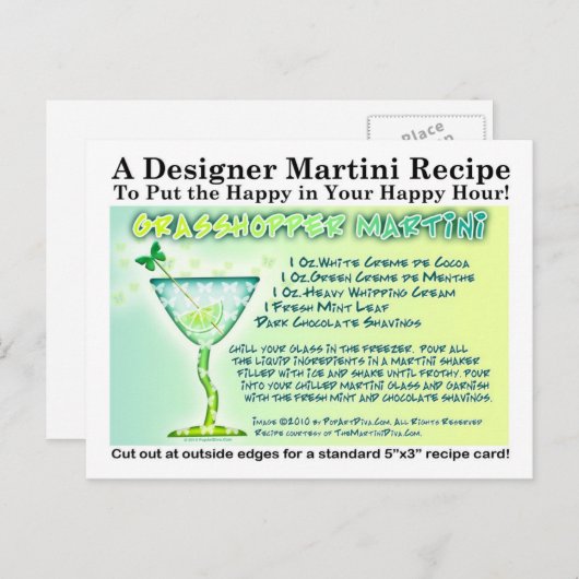 Grasshopper Martini Rezept Postkarte (Vorne/Hinten)