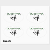 Grasshopper mit dem Symbol "Zen" Ovaler Aufkleber (Blatt)
