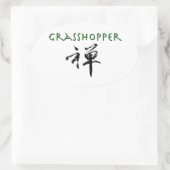 Grasshopper mit dem Symbol "Zen" Ovaler Aufkleber (Tasche)