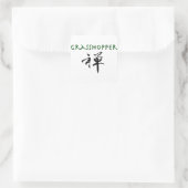 Grasshopper mit dem Symbol "Zen" Quadratischer Aufkleber (Tasche)