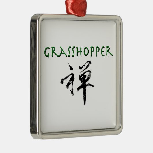 Grasshopper mit dem Symbol "Zen" Silbernes Ornament (Rechts)