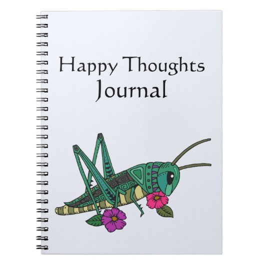 Grasshopper Motif Happy Thoughts Journal Notizblock (Vorderseite)