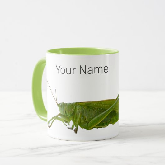 Grasshopper oder Retro-Insekt Tasse (Vorderseite Links)