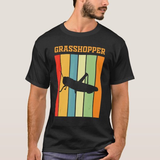 Grasshopper-Schattenschatten-Silhouette in Retrofa T-Shirt (Vorderseite)