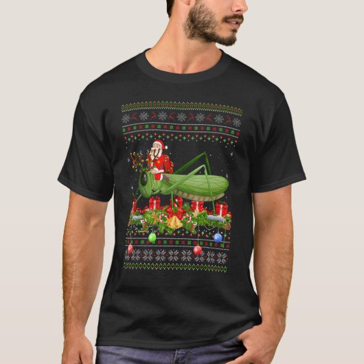 Grasshopper Ugly Santa Riding Grasshopper Christ T-Shirt (Vorderseite)