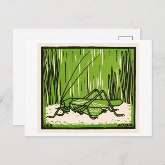 Grasshopper Vintag Illustration Postkarte (Vorne/Hinten)