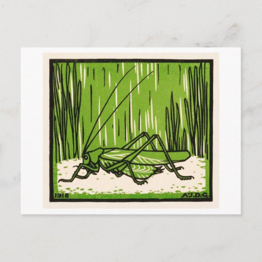 Grasshopper Vintag Illustration Postkarte (Vorderseite)