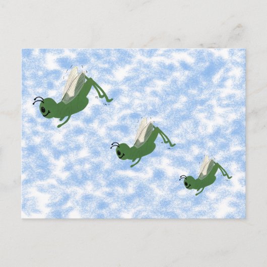 Grasshopper Whimsical Cartoon Art Postkarte (Vorderseite)