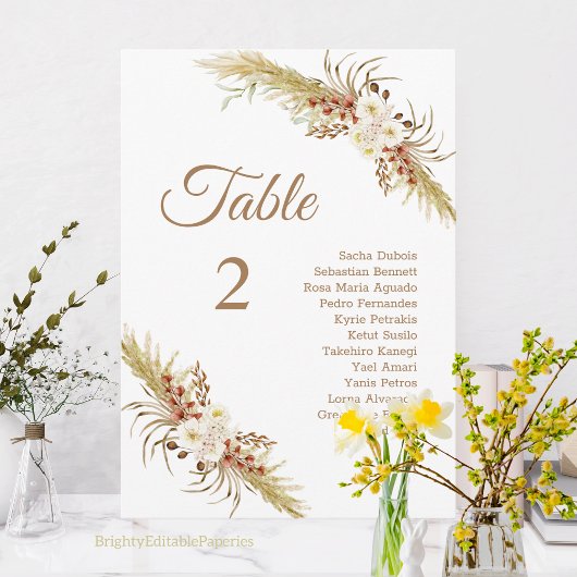 Grassland Dream Wedding Table Card. Programm