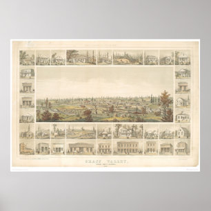Grasstal, CA. Panoramakarte 1858 (0663A) Poster