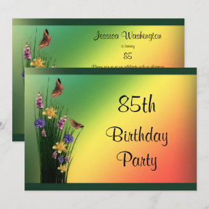 Grassy Bouquet und Schmetterlinge 85. Geburtstag Einladung