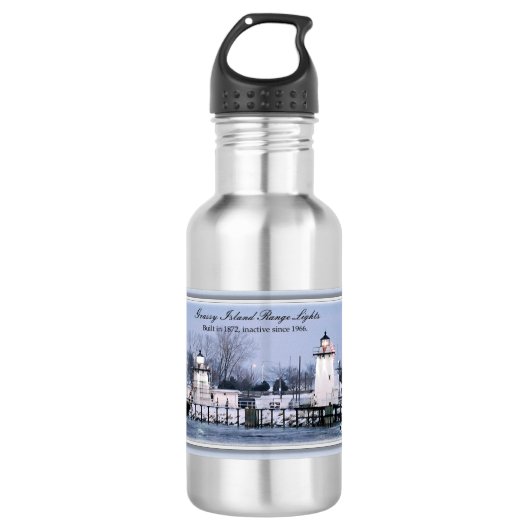 Grassy Island Range Lights Wasserflasche (Vorderseite)
