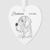 Grat Dane Minimalist Line Art Personalized Ornament (Vorderseite)