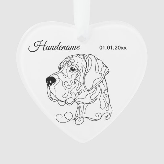 Grat Dane Minimalist Line Art Personalized Ornament (Vorderseite)