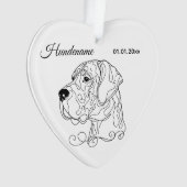 Grat Dane Minimalist Line Art Personalized Ornament (Vorderseite)