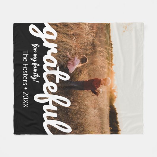 Gratea Black and White Script Custom Foto Fleecedecke (Vorderseite (Horizontal))