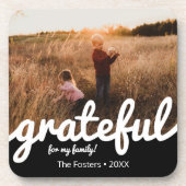 Gratea Black and White Script Custom Foto Getränkeuntersetzer (Vorderseite)