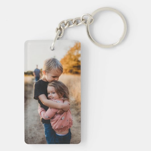 Gratea Black and White Script Custom Foto Schlüsselanhänger (Rückseite)