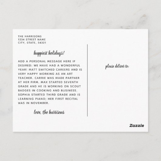 Gratea White Script Overlay Full Foto Holiday Postkarte (Rückseite)