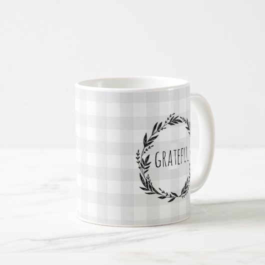 Grateath Graue Karo Pattern Kaffeetasse (VorderseiteRechts)