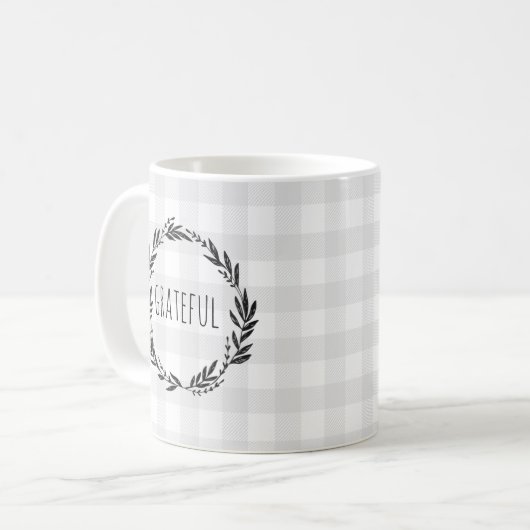 Grateath Graue Karo Pattern Kaffeetasse (Vorderseite Links)