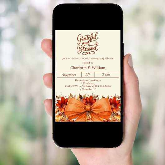 Gratechner bläserorangefarbener Erntedank Einladung