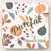 Grateful (6) Monogram Autumn Pattern Untersetzer (Vorderseite)