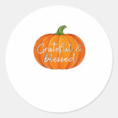 Grateful and Blessed - Pumpkin Fall Thanksgiving Runder Aufkleber (Vorderseite)