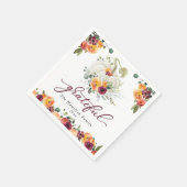 Grateful Burgundy Floral Pumpkin Erntedank Serviette (Ecke)