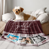 Grateful Burgundy Kariert Fall Family Foto Collage Fleecedecke