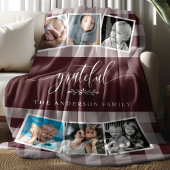 Grateful Burgundy Kariert Fall Family Foto Collage Fleecedecke