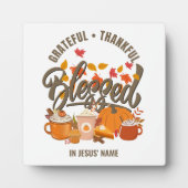 GRATEFUL DANKFUL BLESSED Christlicher Erntedank Fotoplatte (Vorderseite)