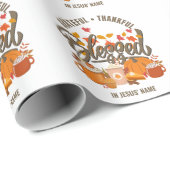 GRATEFUL DANKFUL BLESSED Christlicher Erntedank Geschenkpapier (Rolleneckpunkt)