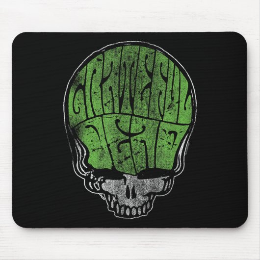 Grateful Dead Psychedelic Green Stealie Skull Vint Mousepad (Vorne)