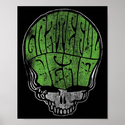 Grateful Dead Psychedelic Green Stealie Skull Vint Poster (Vorne)