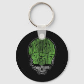 Grateful Dead Psychedelic Green Stealie Skull Vint Schlüsselanhänger (Vorderseite)