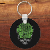Grateful Dead Psychedelic Green Stealie Skull Vint Schlüsselanhänger (Vorderseite)