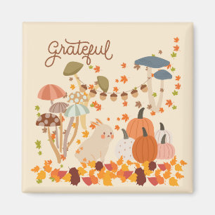 Grateful Fall Bunny Magnet