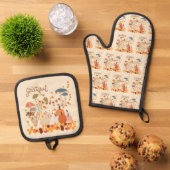 Grateful Fall Bunny Ofenhandschuh & Topflappen-Set (Oben Unten)