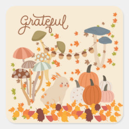 Grateful Fall Bunny Quadratischer Aufkleber