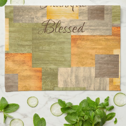 Grateful Fall Color Blocks Geschirrtuch (Gefaltet)