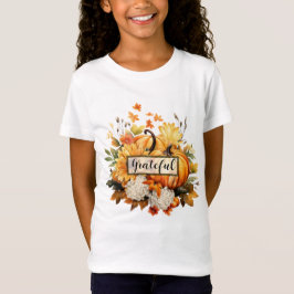 Grateful Floral Autumn Thanksgiving Kids' Fall T-Shirt