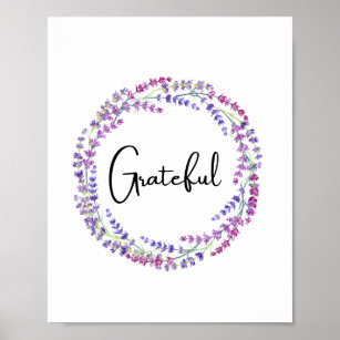 Grateful Floral Lavender Lila Kranz Poster