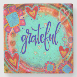 Grateful Floral Whimsical Hearts Fun Drink Steinuntersetzer