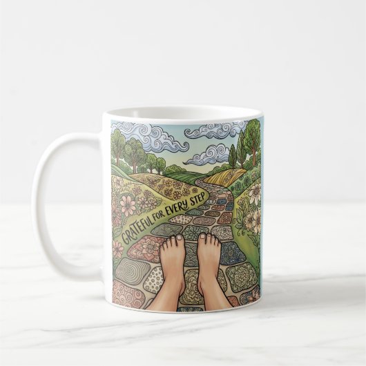 Grateful For Every Step Personalized Coffee Mug Kaffeetasse (Links)