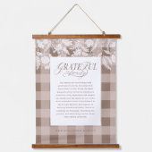 Grateful for Family Message Fall Foliage Plaid Wandteppich Mit Holzrahmen (Vorderseite)