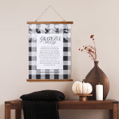 Grateful for Family Message Fall Foliage Plaid Wandteppich Mit Holzrahmen