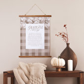 Grateful for Family Message Fall Foliage Plaid Wandteppich Mit Holzrahmen