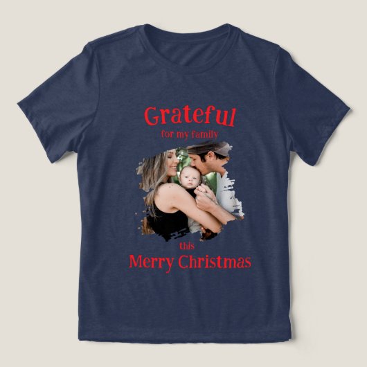 Grateful for My Family Christmas  Tri-Blend Shirt (Design Vorderseite)