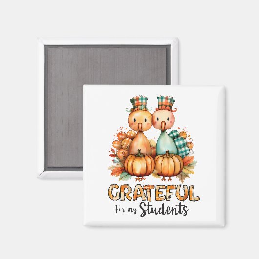 Grateful for My Students – Turkeys & Pumpkins Magnet (Vorderseite/Rückseite)